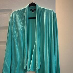 Chaps Teal Open Front Cardigan